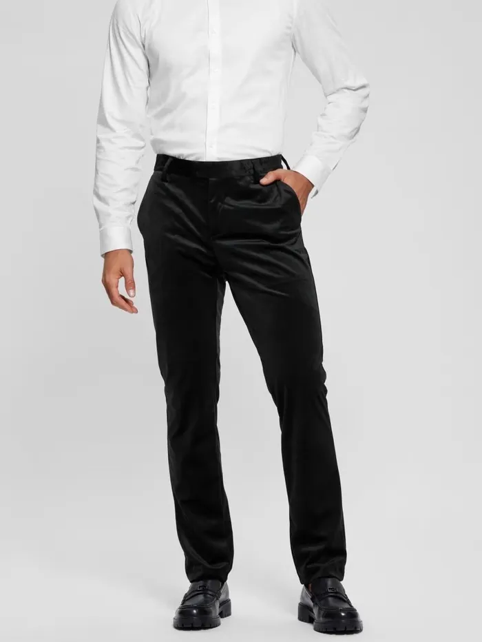 Pants and Shorts Men GUESS Fulham Velvet Slim Trousers Black