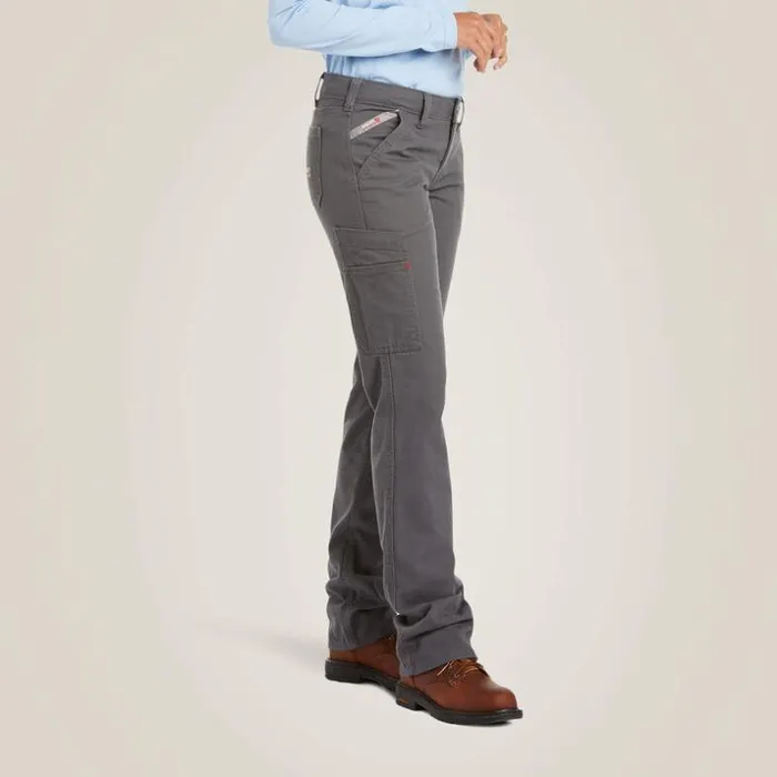 Pants and Shorts Women Ariat FR Stretch DuraLight Canvas Stackable Straight Leg Pant Iron Grey