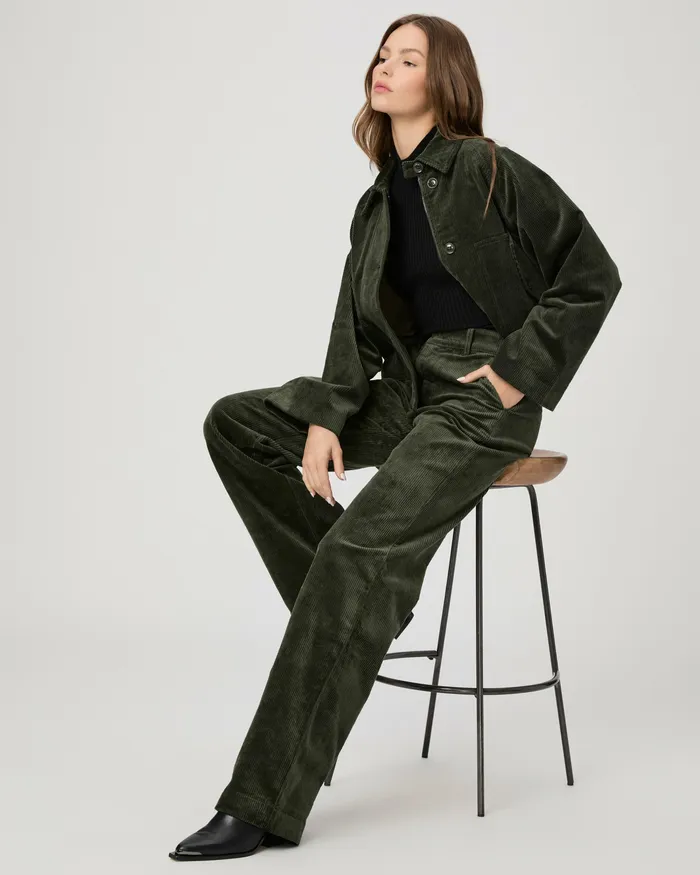 Pants Danielle Trouser 8211 Dark Fern Green Corduroy PAIGE Women
