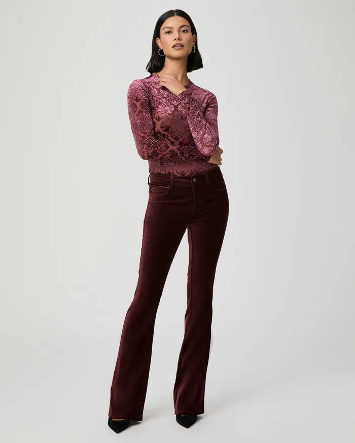 Pants Women Laurel Canyon Bootcut Pant 8211 Dark Oxblood Velvet PAIGE