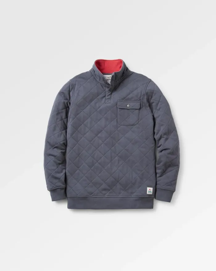 Passenger Tops Bark Recycled Quilted Popper Up Sweatshirt Charcoal Charcoal 8211 Men