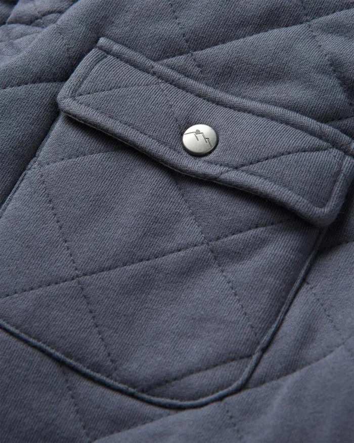 Passenger Tops Bark Recycled Quilted Popper Up Sweatshirt Charcoal Charcoal 8211 Men