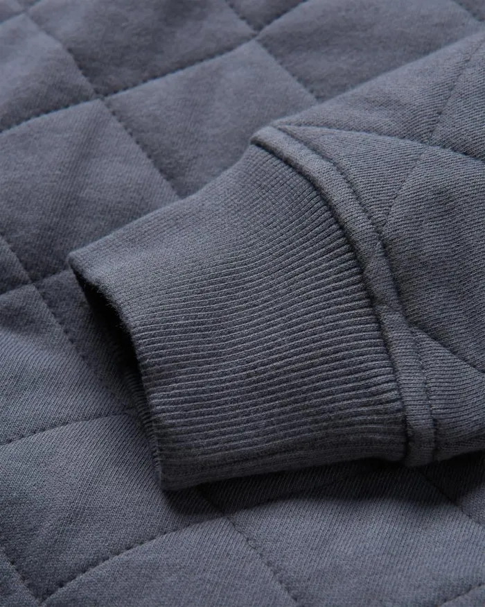 Passenger Tops Bark Recycled Quilted Popper Up Sweatshirt Charcoal Charcoal 8211 Men