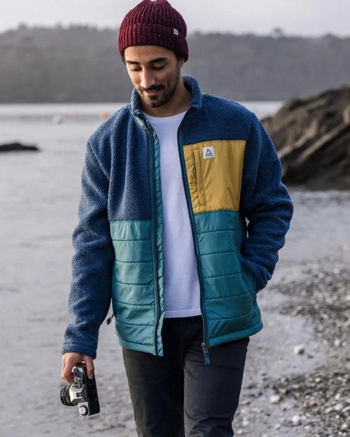 Passenger Tops Born Explorer Recycled PolarLined Sherpa Fleece Dark Denim Dark Denim 8211 Men