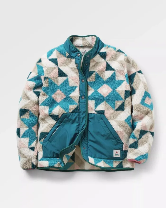 Passenger Tops Clover Recycled DeepPile Sherpa Fleece Homespun Blue Sea Homespun Blue Sea 8211 Women