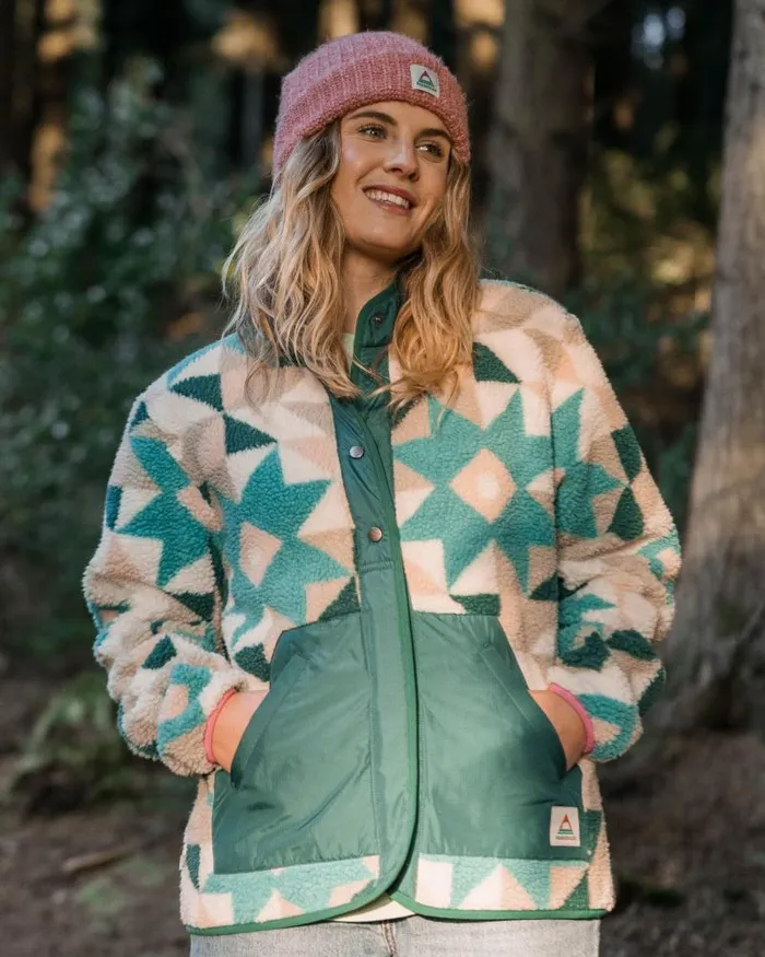 Passenger Tops Clover Recycled DeepPile Sherpa Fleece Homespun Blue Sea Homespun Blue Sea 8211 Women