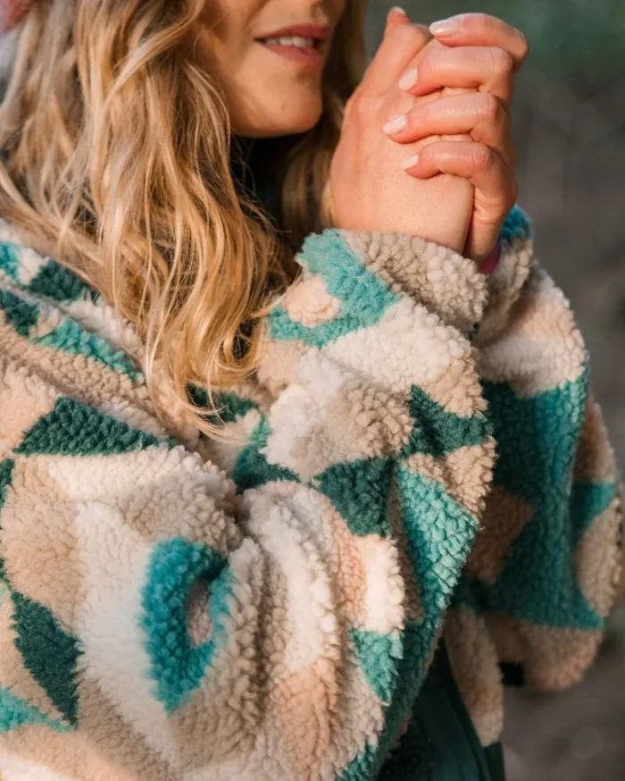 Passenger Tops Clover Recycled DeepPile Sherpa Fleece Homespun Blue Sea Homespun Blue Sea 8211 Women