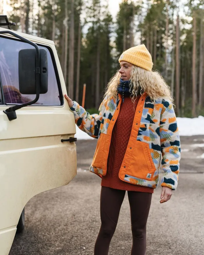 Passenger Tops Clover Recycled DeepPile Sherpa Fleece Off White Camo Off White Camo 8211 Women