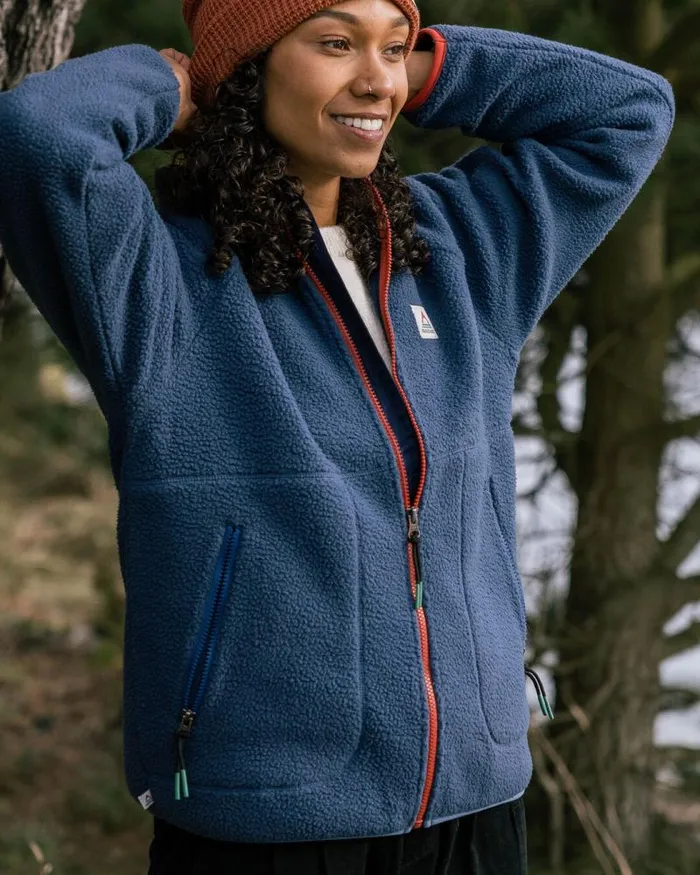 Passenger Tops Fairbanks 20 Full Zip Recycled Sherpa Fleece Dark Denim Dark Denim 8211 Women
