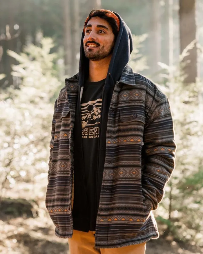 Passenger Tops Freestyle SherpaLined Overshirt Faded Black Faded Black 8211 Men