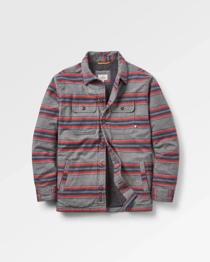 Passenger Tops Freestyle SherpaLined Overshirt Grey Marl Stripe Grey Marl Stripe 8211 Men Passenger Tops Freestyle SherpaLined Overshirt Grey Marl Stripe Grey Marl Stripe 8211 Men