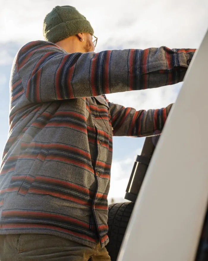 Passenger Tops Freestyle SherpaLined Overshirt Grey Marl Stripe Grey Marl Stripe 8211 Men