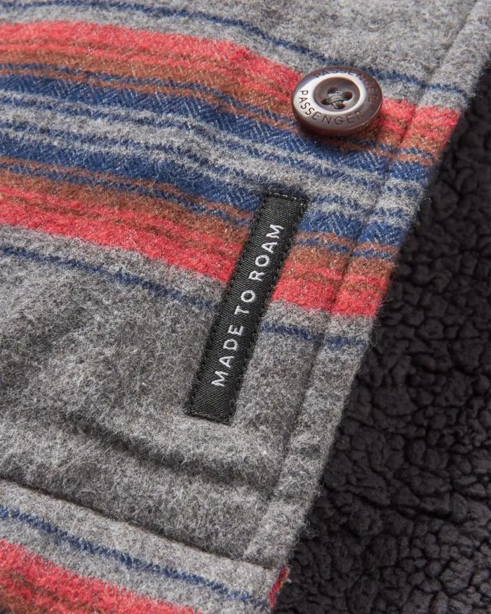 Passenger Tops Freestyle SherpaLined Overshirt Grey Marl Stripe Grey Marl Stripe 8211 Men