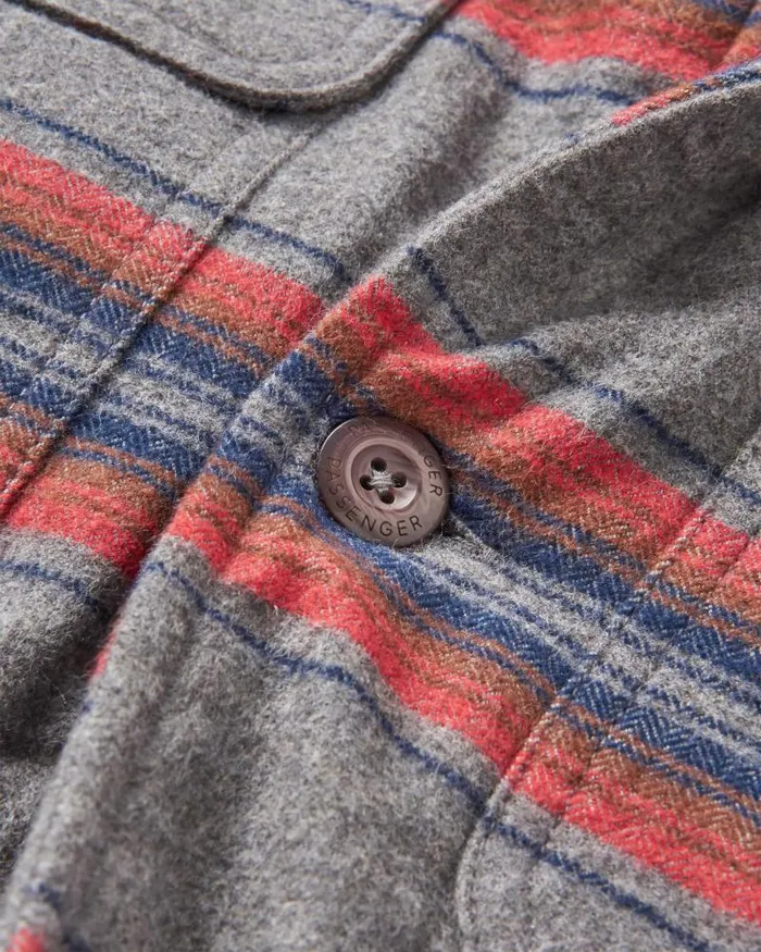 Passenger Tops Freestyle SherpaLined Overshirt Grey Marl Stripe Grey Marl Stripe 8211 Men