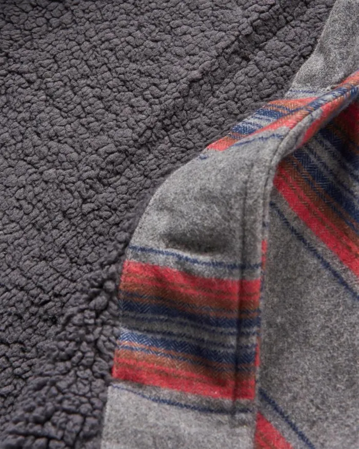 Passenger Tops Freestyle SherpaLined Overshirt Grey Marl Stripe Grey Marl Stripe 8211 Men