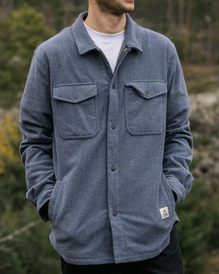 Passenger Tops Maple Recycled Polar Fleece Shirt Navy Marl Navy Marl 8211 Men