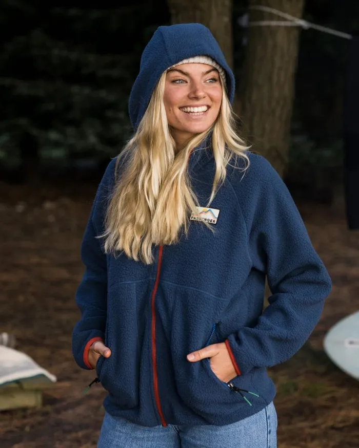 Passenger Tops North Coast 20 Full Zip Recycled Sherpa Fleece Dark Denim Dark Denim 8211 Women