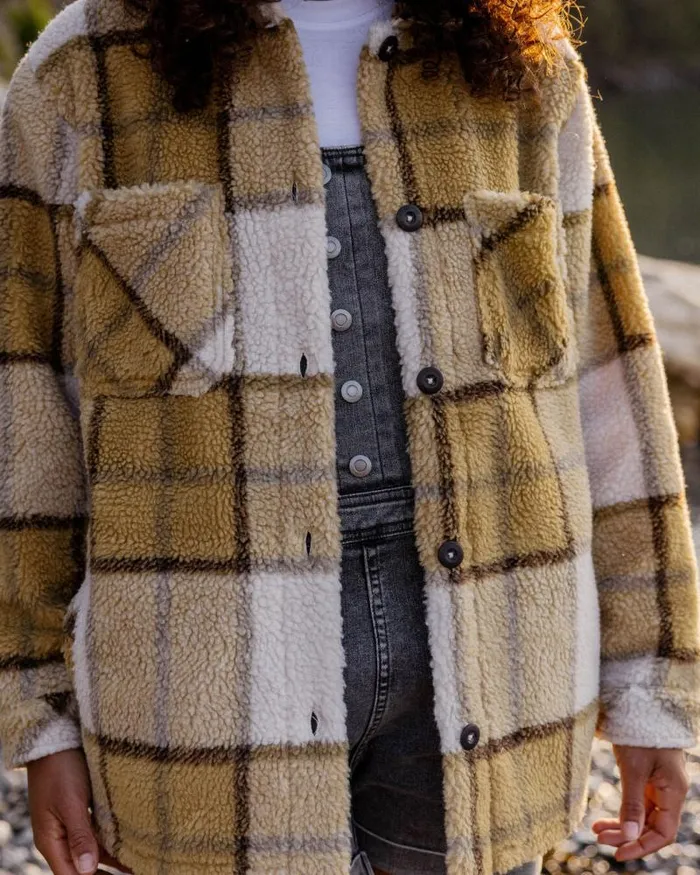 Passenger Tops Olympus Yarn Dye Recycled Sherpa Fleece Shirt Honey Check Honey Check 8211 Women Passenger Tops Olympus Yarn Dye Recycled Sherpa Fleece Shirt Honey Check Honey Check 8211 Women