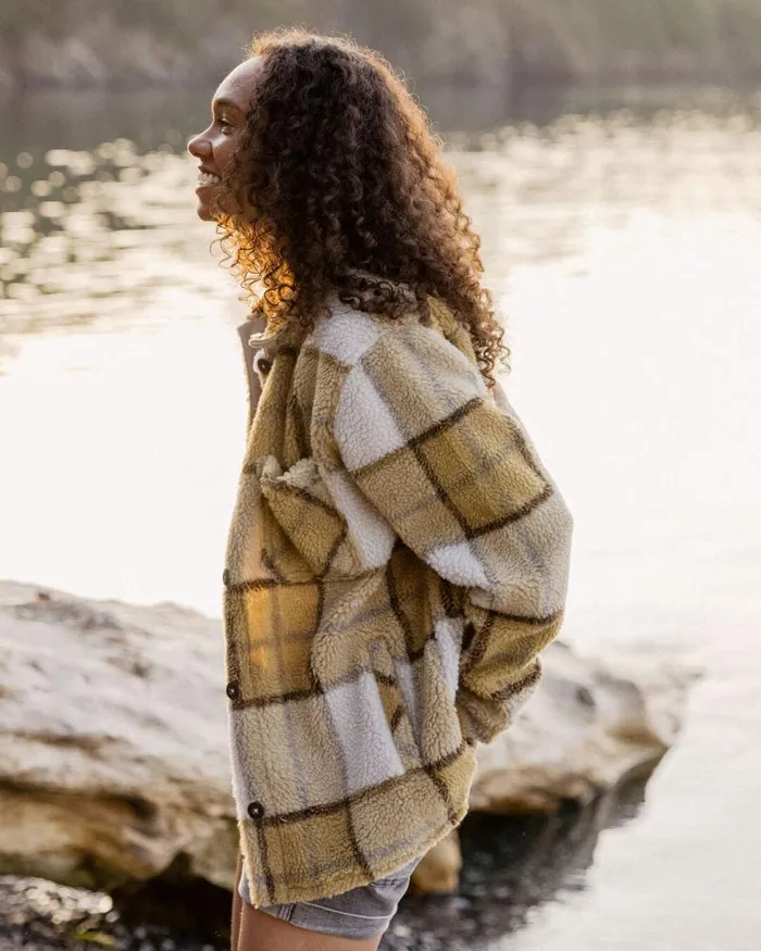 Passenger Tops Olympus Yarn Dye Recycled Sherpa Fleece Shirt Honey Check Honey Check 8211 Women