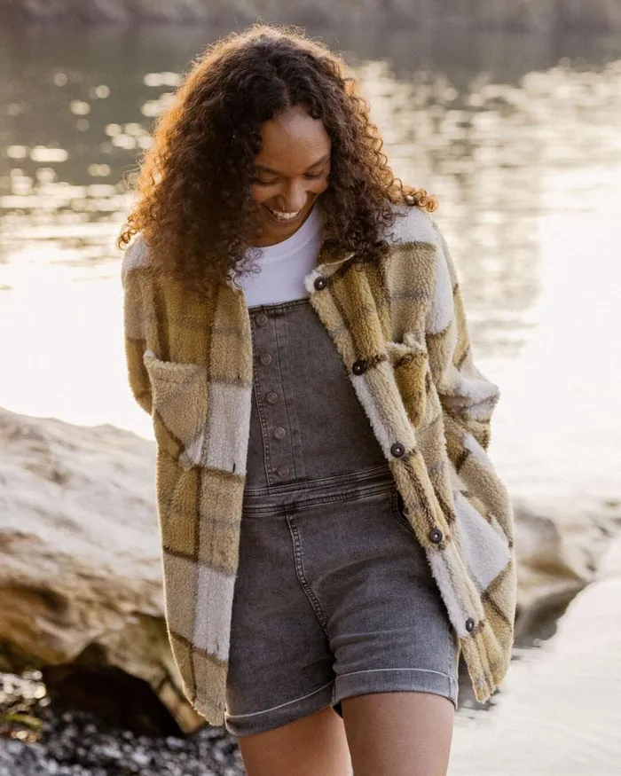Passenger Tops Olympus Yarn Dye Recycled Sherpa Fleece Shirt Honey Check Honey Check 8211 Women
