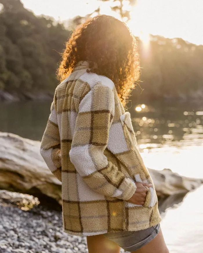 Passenger Tops Olympus Yarn Dye Recycled Sherpa Fleece Shirt Honey Check Honey Check 8211 Women