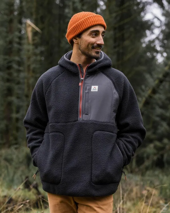 Passenger Tops Ventura 12 Zip Recycled Sherpa Fleece Black Black 8211 Men