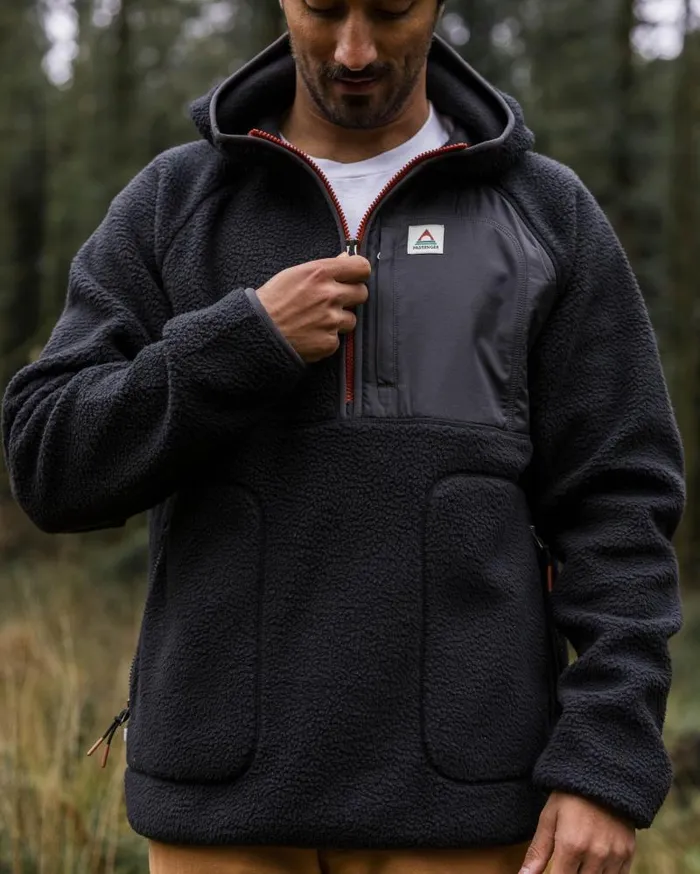 Passenger Tops Ventura 12 Zip Recycled Sherpa Fleece Black Black 8211 Men