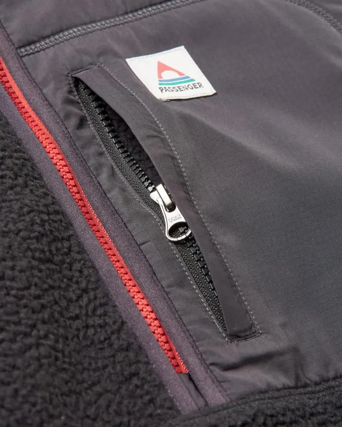 Passenger Tops Ventura 12 Zip Recycled Sherpa Fleece Black Black 8211 Men