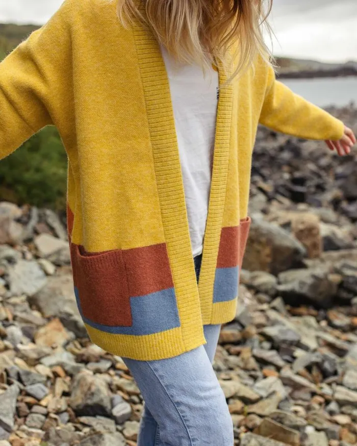 Passenger Tops Vista Recycled Knitted Cardigan Amber Gold Amber Gold 8211 Women