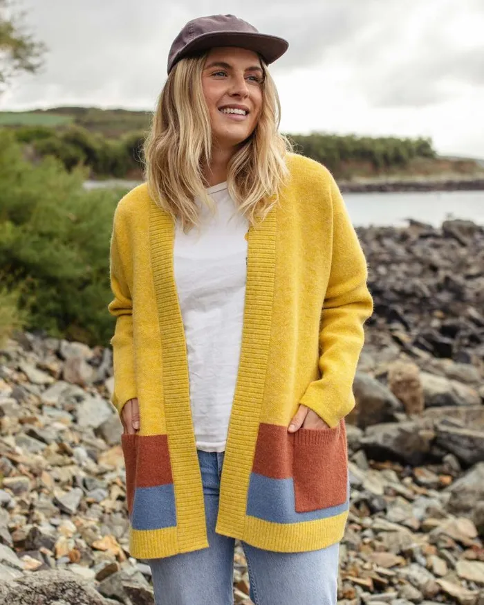 Passenger Tops Vista Recycled Knitted Cardigan Amber Gold Amber Gold 8211 Women