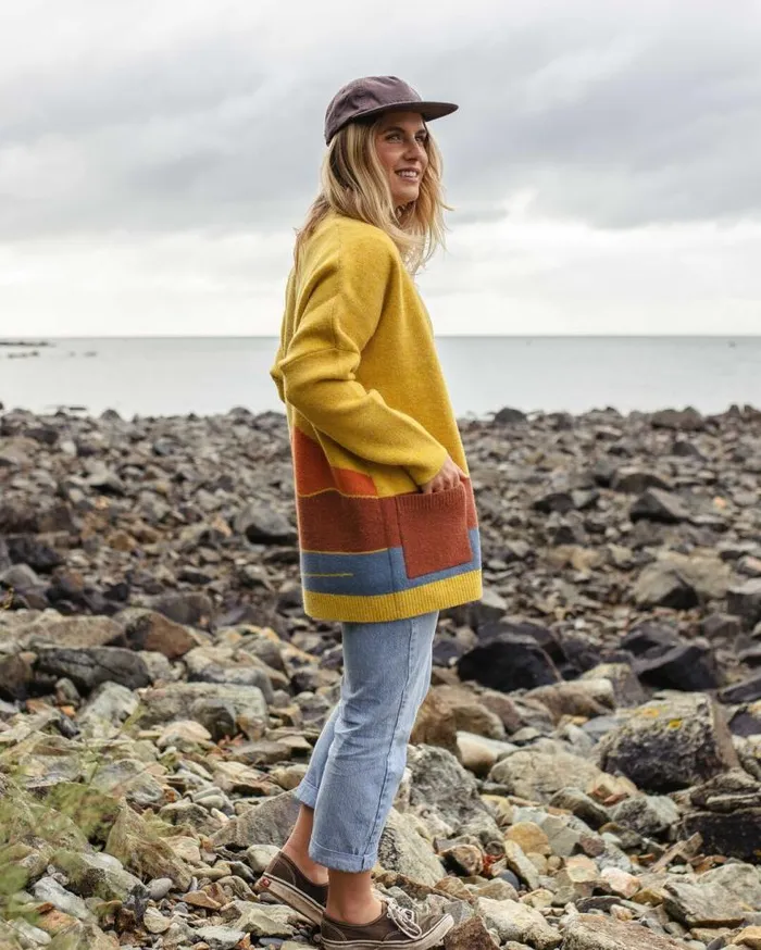 Passenger Tops Vista Recycled Knitted Cardigan Amber Gold Amber Gold 8211 Women