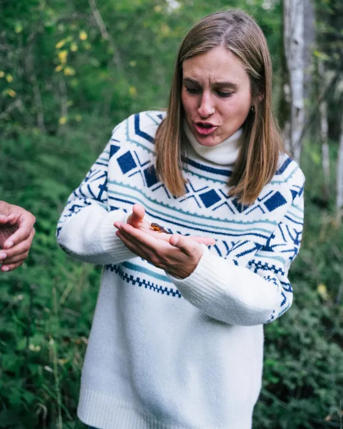 Passenger Tops Whimsical Recycled Oversized Polo Neck Knitted Jumper Homespun Stripe Off White Homespun Stripe Off White 8211 Women