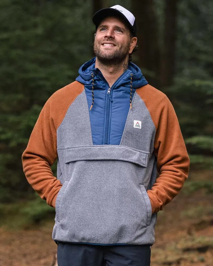 Passenger Tops Woodland Hooded 12 Zip Polar Fleece Grey Marl Grey Marl 8211 Men