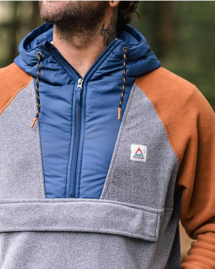 Passenger Tops Woodland Hooded 12 Zip Polar Fleece Grey Marl Grey Marl 8211 Men