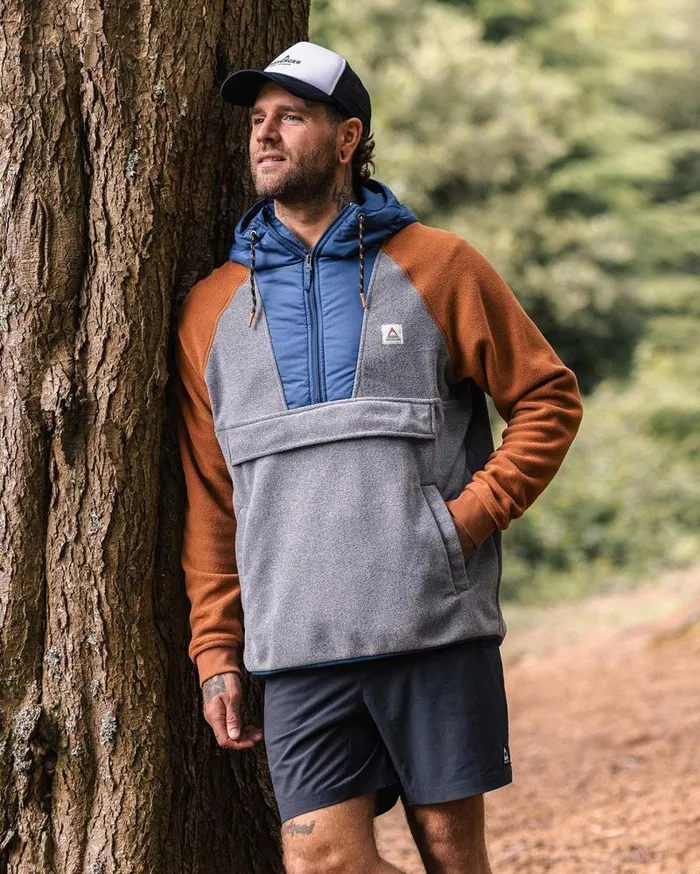 Passenger Tops Woodland Hooded 12 Zip Polar Fleece Grey Marl Grey Marl 8211 Men