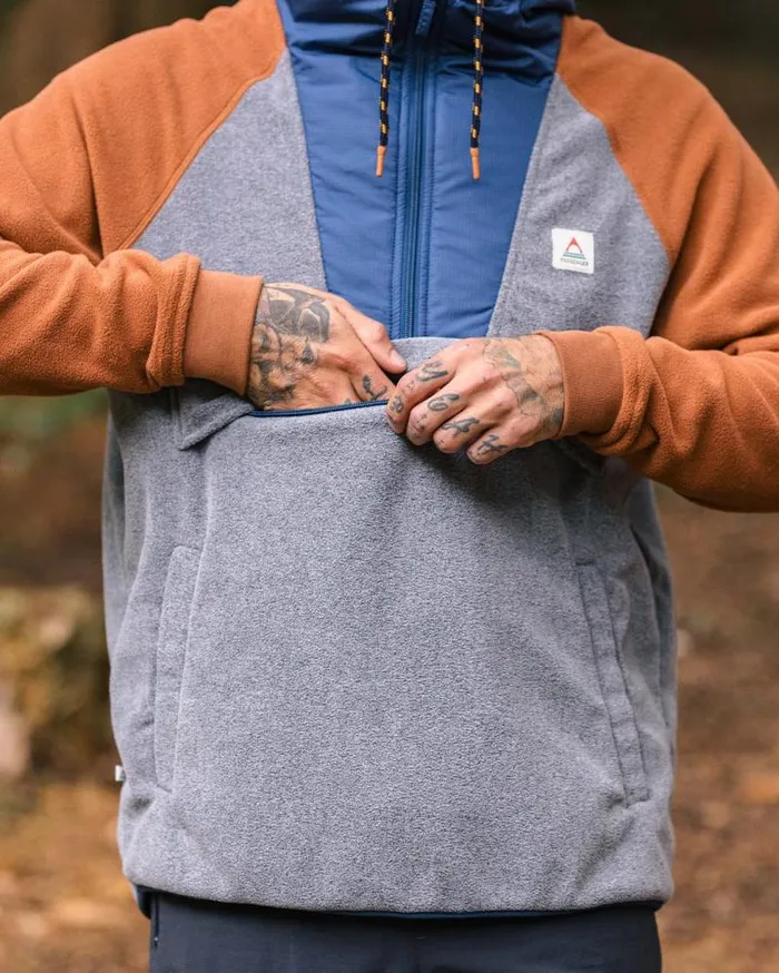 Passenger Tops Woodland Hooded 12 Zip Polar Fleece Grey Marl Grey Marl 8211 Men