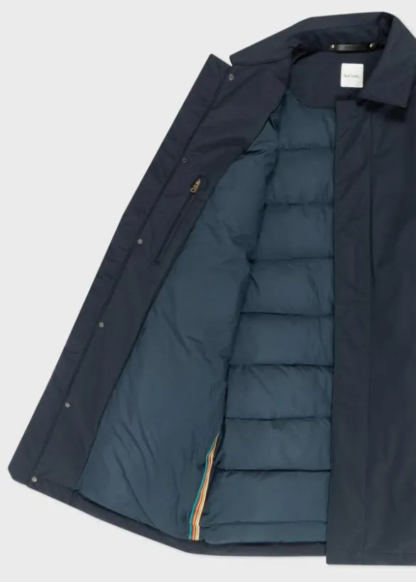 Paul Smith Coats and Jackets DoubleLayer Down Overcoat Navy 8211 Mens