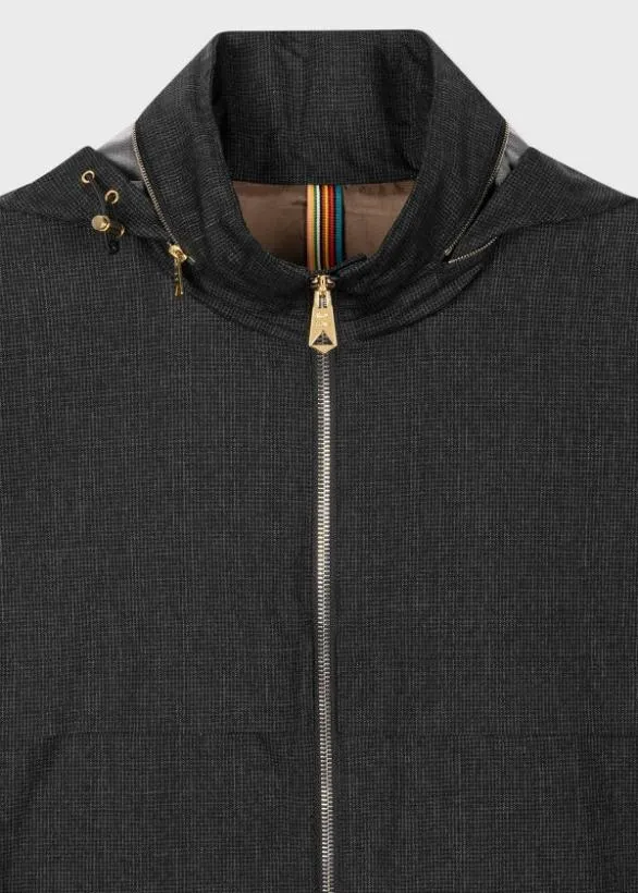 Paul Smith Coats and Jackets Houndstooth Wool Zip Jacket Grey 8211 Mens
