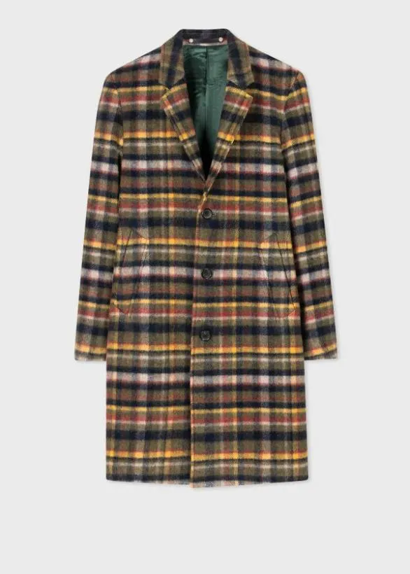 Paul Smith Coats and Jackets Recycled WoolBlend Check Overcoat Multicolour 8211 Mens Paul Smith Coats and Jackets Recycled WoolBlend Check Overcoat Multicolour 8211 Mens