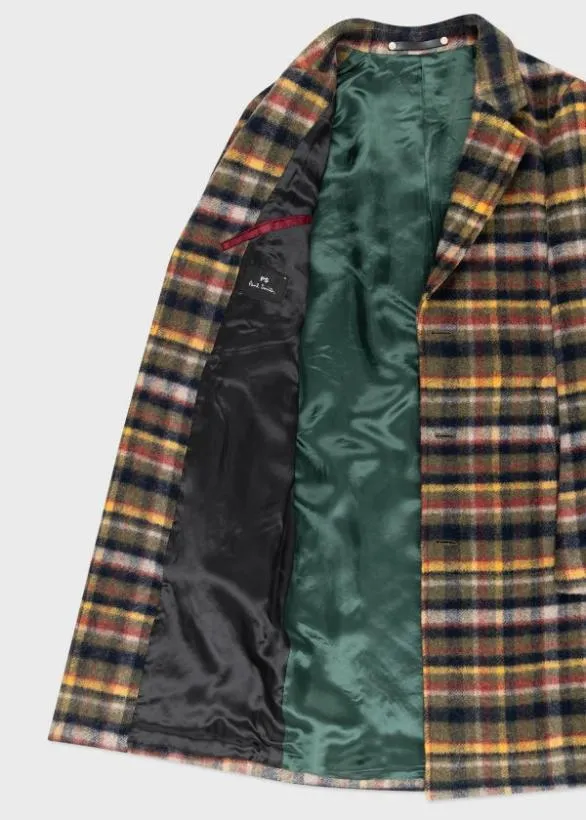 Paul Smith Coats and Jackets Recycled WoolBlend Check Overcoat Multicolour 8211 Mens