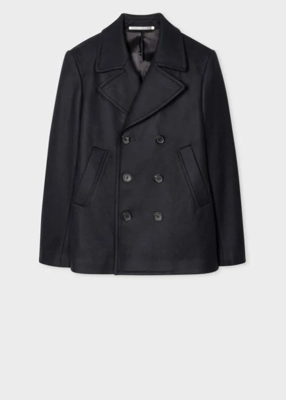 Paul Smith Coats and Jackets WoolCashmere Pea Coat Dark Navy 8211 Mens
