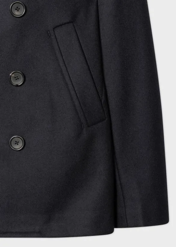 Paul Smith Coats and Jackets WoolCashmere Pea Coat Dark Navy 8211 Mens