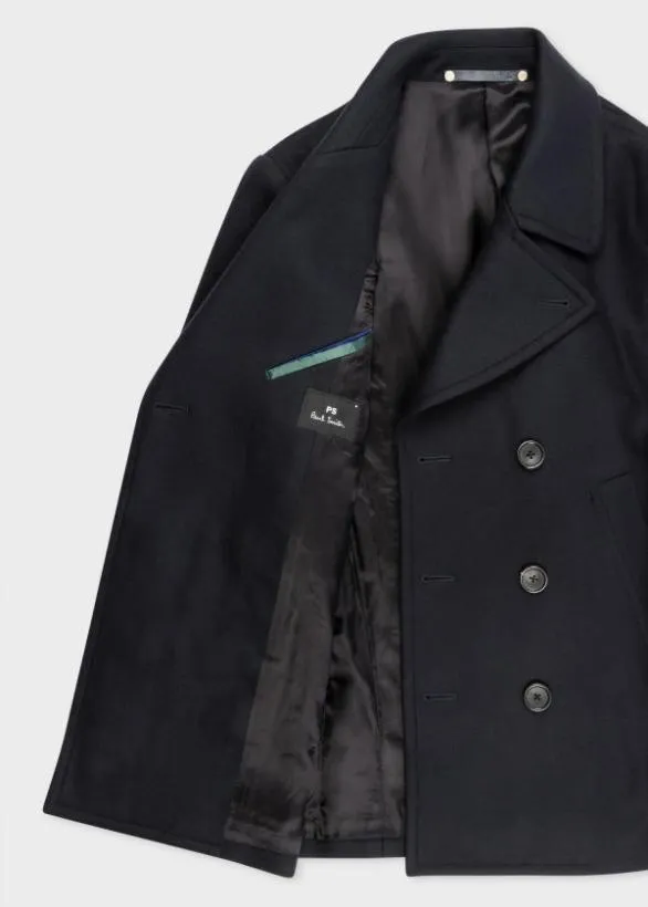 Paul Smith Coats and Jackets WoolCashmere Pea Coat Dark Navy 8211 Mens