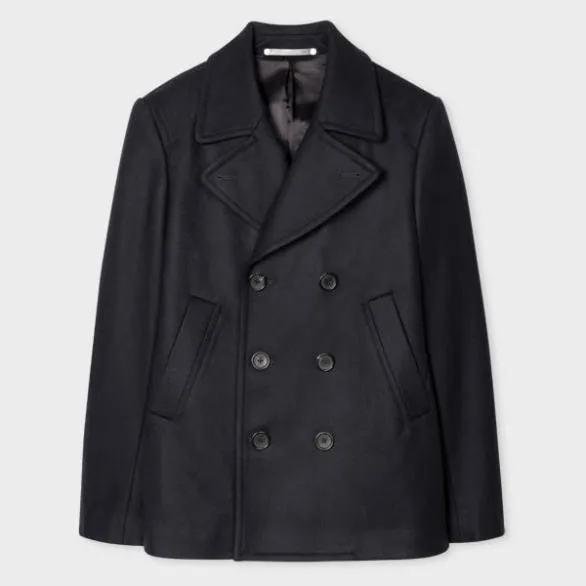 Paul Smith Coats and Jackets WoolCashmere Pea Coat Dark Navy 8211 Mens