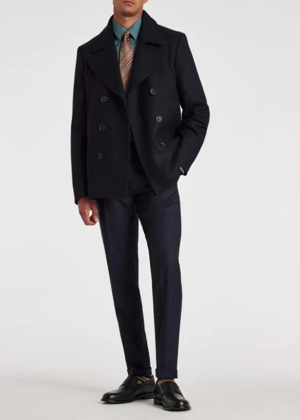 Paul Smith Coats and Jackets WoolCashmere Pea Coat Dark Navy 8211 Mens