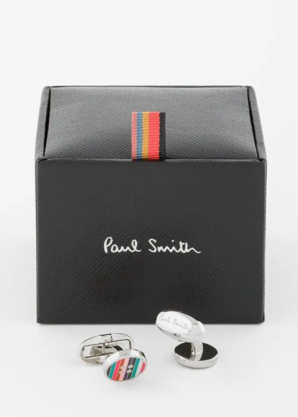 Paul Smith Cufflinks Striped Button Cufflinks Silver 8211 Mens