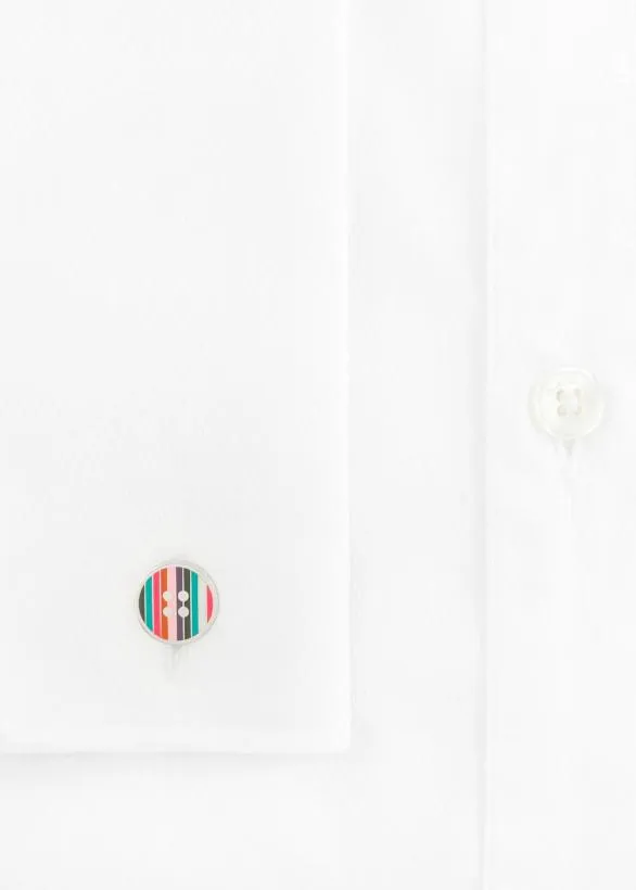 Paul Smith Cufflinks Striped Button Cufflinks Silver 8211 Mens