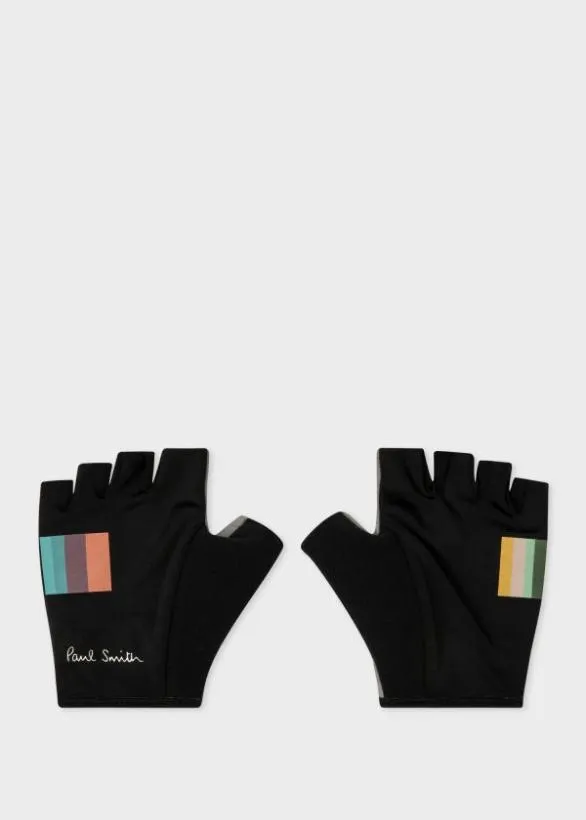 Paul Smith Hats and Gloves 039Artist Stripe039 Cycling Gloves Black 8211 MensWomens