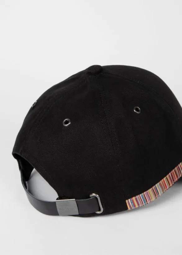 Paul Smith Hats and Gloves 039Signature Stripe039 Trim Baseball Cap Black 8211 Mens