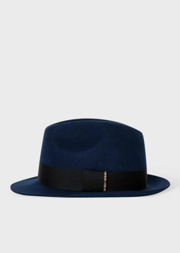 Paul Smith Hats and Gloves Wool Trilby Hat Navy 8211 Mens
